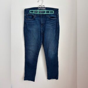 Joes Jeans Lara Mid Rise Straight Ankle Raw Hem Dark Blue Cotton blend cropped